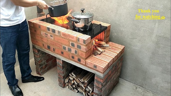 Cocinas de Leña en Ladrillo - Cocina con sus tres quemadores