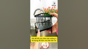 Giá để đồ rửa chén bát inox 304 chống rỉ, kệ đựng đồ bồn rửa bát tiện lợi kèm khay hứng nước #decor