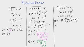 Matte 2 - Adam - Andragradsekvationer - Rotekvationer