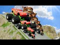 Big & Small Monster Truck Tow Mater vs Big & Small Monster Truck Mcqueen vs DEATH ROAD BeamNG.drive