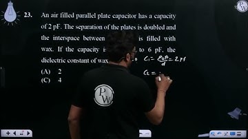 An air filled parallel plate capacitor has a capacity of 2 pF. The separation of the plates is d....