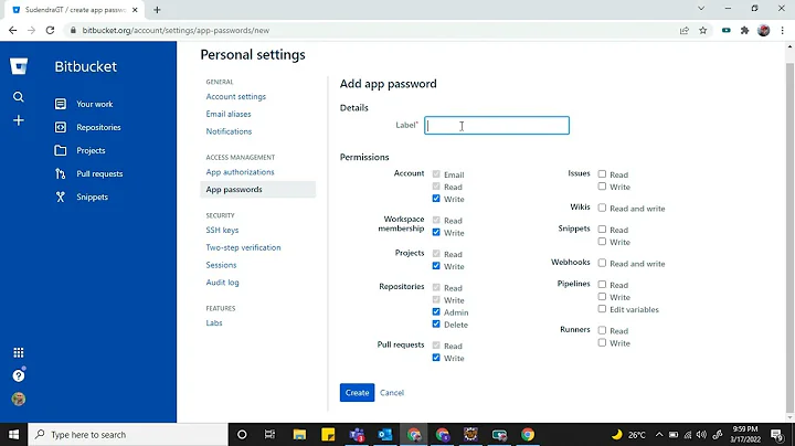 #BitBucket How to create app password in bitbucket. bitbucket.org connection failed, Authorization