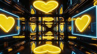 Yellow Heart Tunnel Background Effect Video Screen Loop