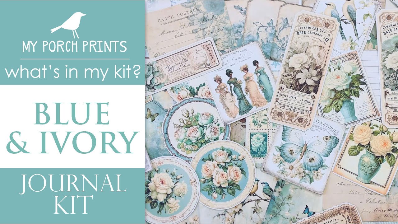 BLUE & IVORY JOURNAL KIT | What's In My Kit 🤍| My Porch Prints Junk ...