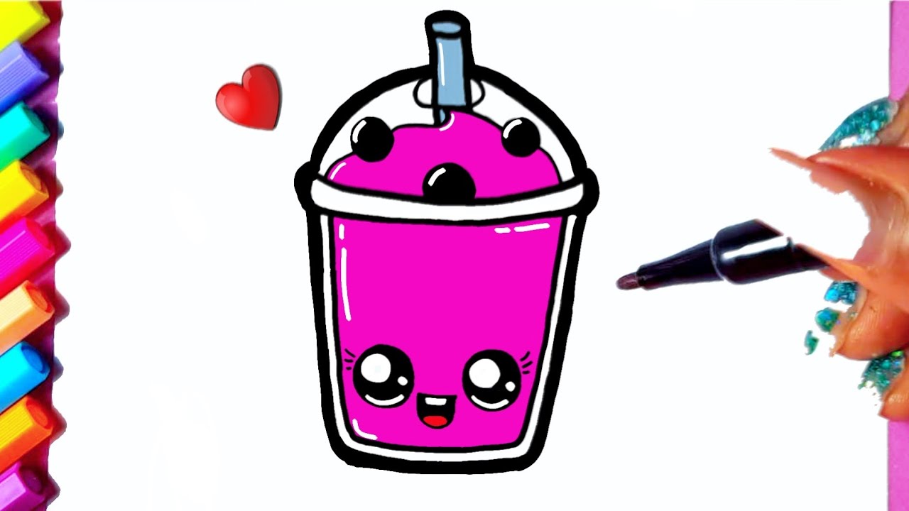 Como desenhar Milk-Shake fofo Kawaii ❤ Desenhos Kawaii - Desenhos