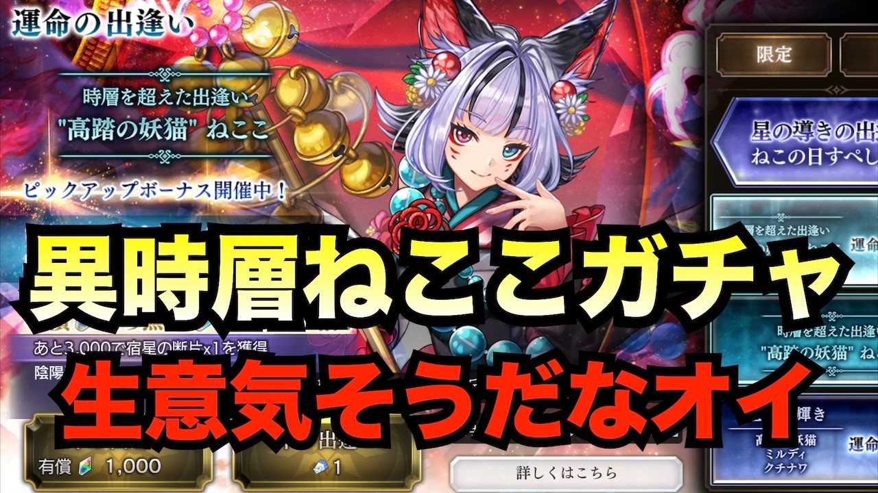 【アナデン】ガチャ　異時層ねここはめちゃくちゃ遊べそうなので欲しい【アナザーエデン】