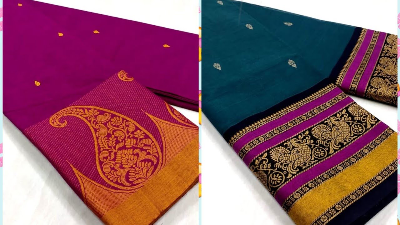 Cotton Saree with Running Blouse and Butta Design