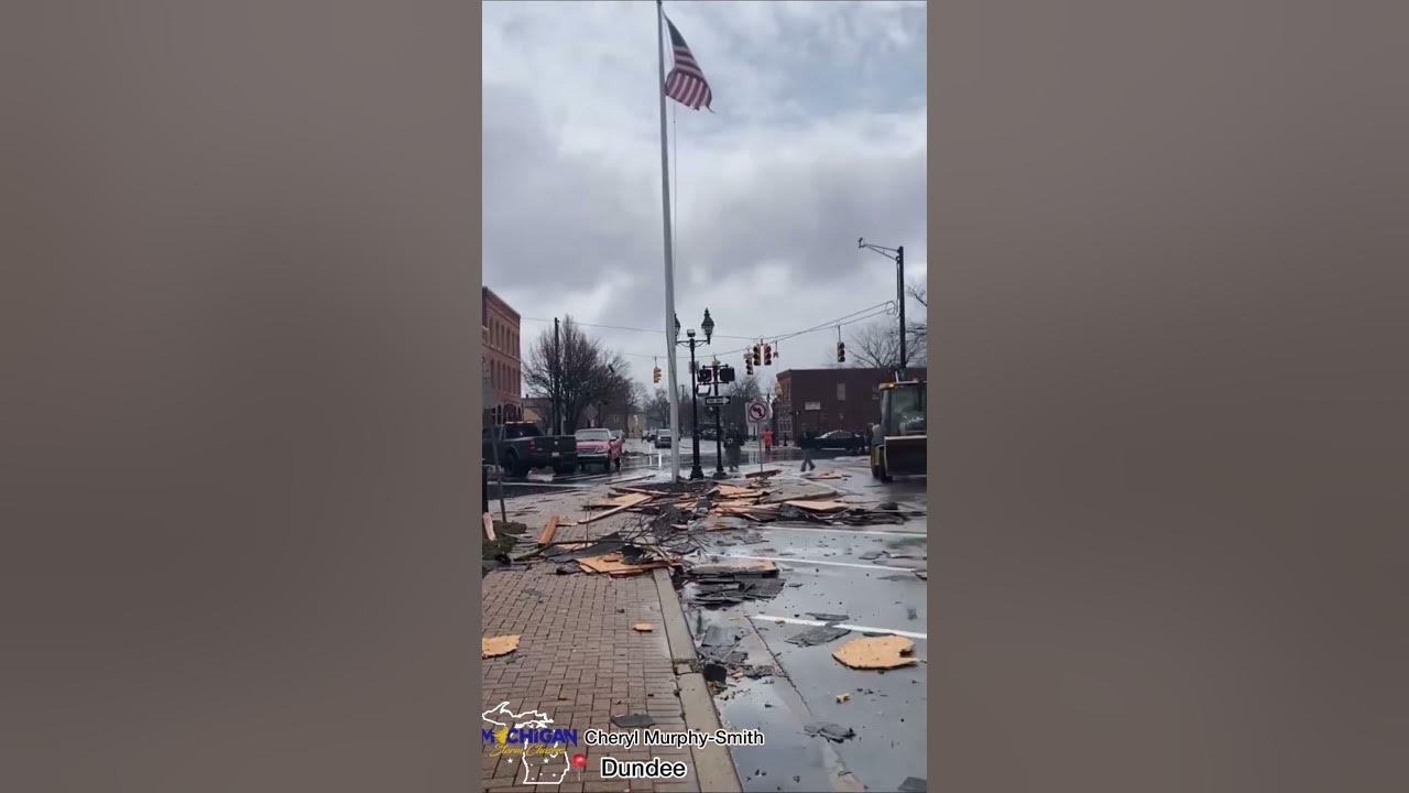 Likely tornado damage here in Dundee from this mornings storm. Rotation