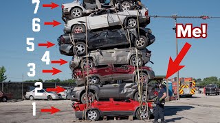 Lifting a tower of crushed cars or dying trying!