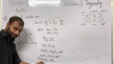 Exercise 8.1|Q3|ClassX|Maths|If sin A =3/4, calculate cos A and tan A.