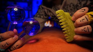 ASMR Massaggio anti-ansia: sentiti come se fossi sdraiato a letto accanto al camino 🔥✨ screenshot 3