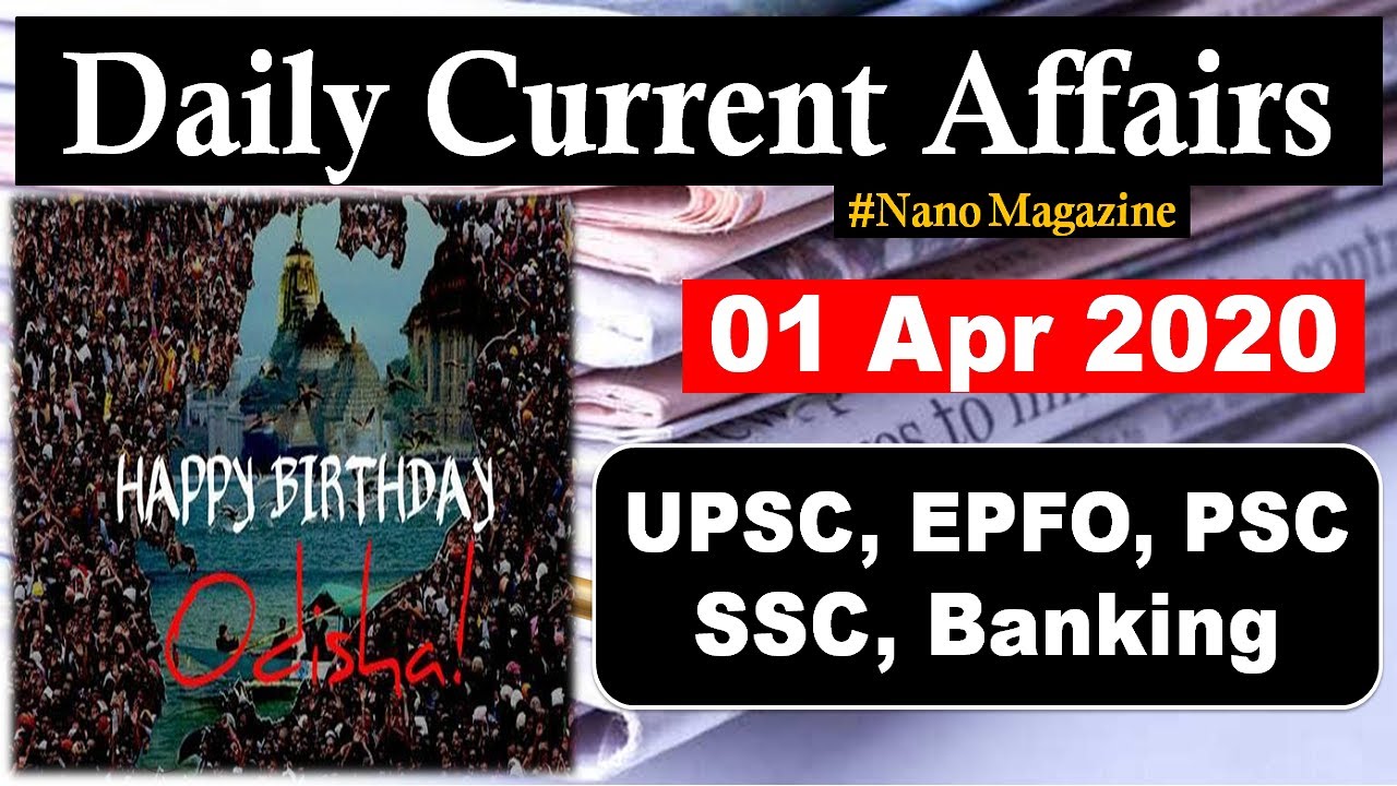 1 April Daily Current Affairs 2020 | The Hindu | PIB News in Hindi By Veer | Nano Magazine | SLV