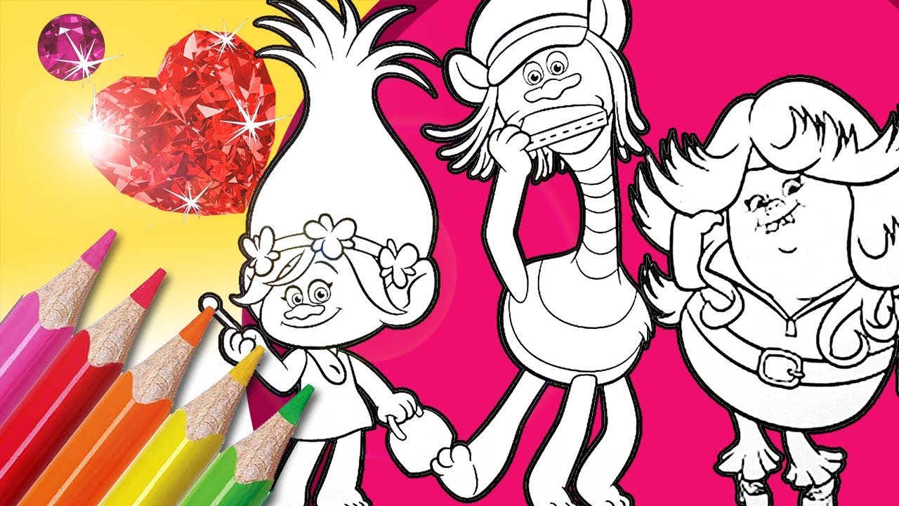 Download Coloring Trolls Poppy, Cooper & Bridget | Glitter Coloring - YouTube