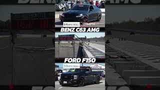 Ford F150 vs Benz C63 AMG 65mph Roll Start @ Pocono Raceway
