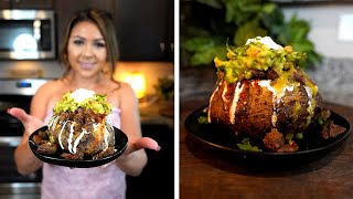 HOW TO MAKE THE BEST CARNE ASADA LOADED BAKED POTATO