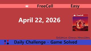 Microsoft Solitaire Collection | FreeCell Easy - April 22, 2026 | Daily Challenges