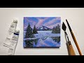 Winter Mountain with Pink Sky #70 / Acrylic Painting for Beginners / Step by Step / Relaxing Art