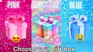 Choose your gift || 3 gift box challenge Pink, Unicorn & Blue #giftboxchallenge #chooseyourgift