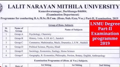 Lnmu part 2 Exam Date & Centre announced 2019. Lnmu part 2 ka exam kab hoga