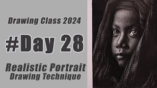 Drawing Class for Beginners - Day 28 | Realistic Portrait Drawing #drawing #art #learning