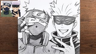 How to draw Kakashi and Gojo - Step by step anime drawing tutorial