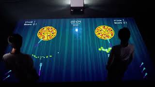 Interactive Floor Projection Game! Fruit Ninja for feet 🎮 #Shorts #Gaming #Tech #interactivegame 
