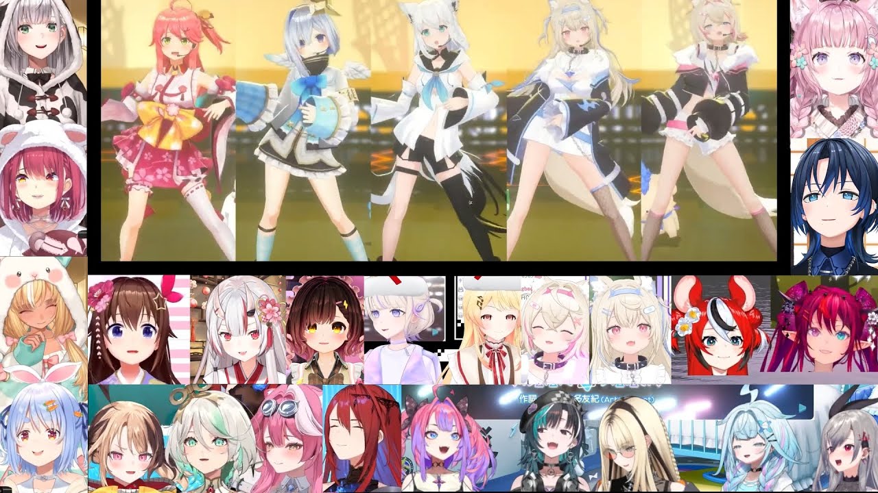 홀로 카운트다운 라이브 포케댄스(POKÉDANCE)+사슴색 데이즈(シカ色デイズ) 멤버 반응 모음 [홀로라이브 / 사쿠라 미코, 시라카미 후부키, 아마네 카나타, 후와모코]