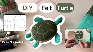 Cute Felt Turtle Plushie | Step-by-Step Tutorial + Free Template | Tiny Felt Friends