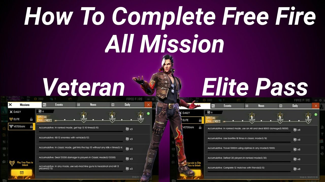 HOW TO COMPLETE VETERAN IN FREE FIRE || HOW TO COMPLETE ELITE PASS MISSION IN FREE FIRE