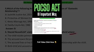 Pocso Act 2012 MCQ PRACTICE, Rajasthan APO Exam 2026