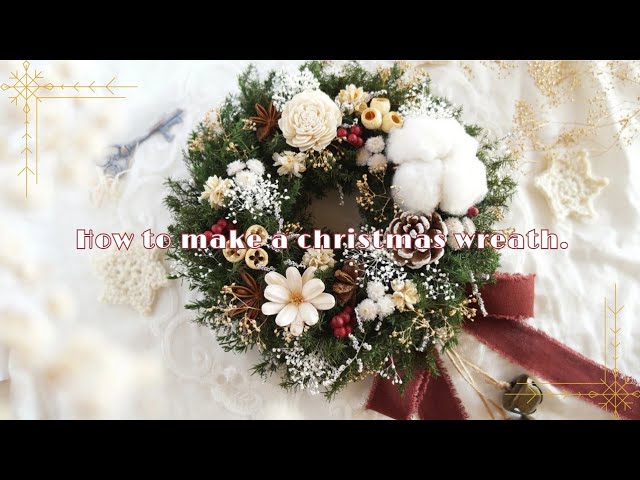 𓊆クリスマスリース作り𓊇取り外し可能なリボンとベル｜フックの作り方