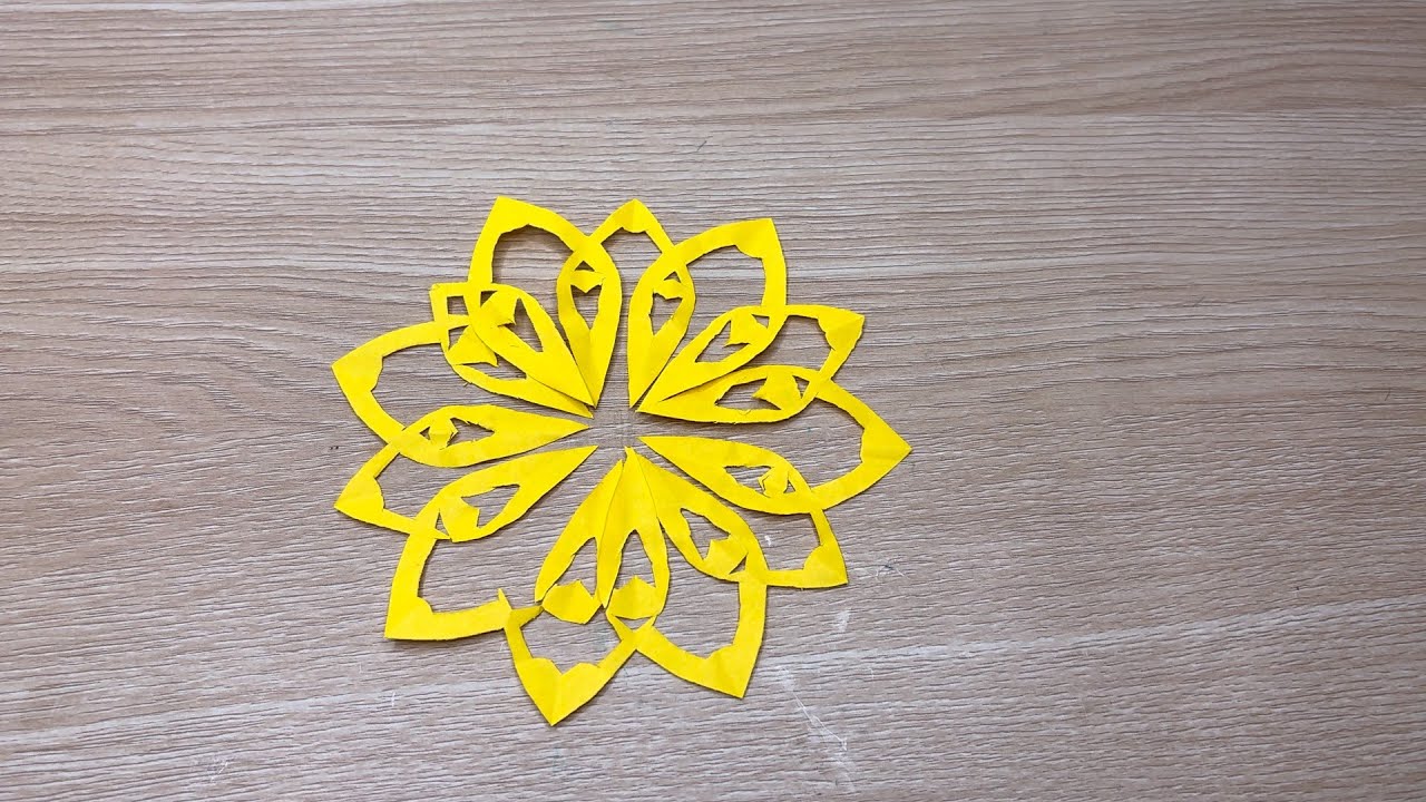 Yellow Paper Snowflake | Simple Kirigami Tutorial  