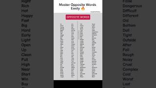 Master opposite words easily #master #english #dailyenglish #learnfast #easyenglisheveryday