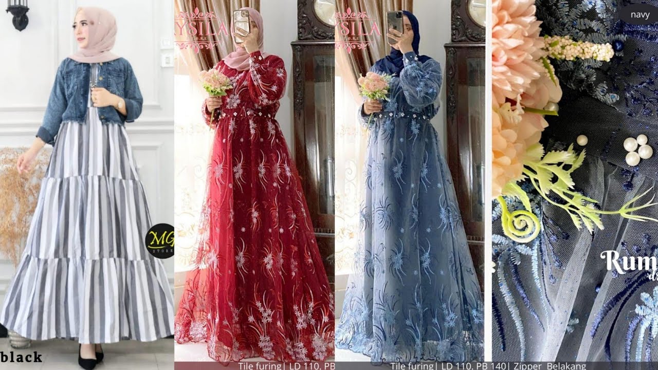 Model gamis brokat cantik 2021