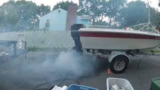 Mercury 90HP 2-cycle smoking out the neighborhood