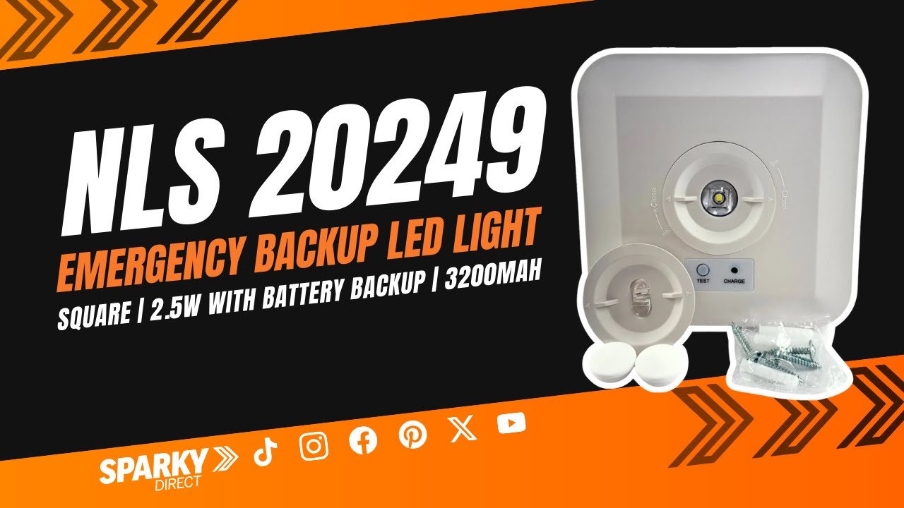 NLS 20249 | Аварийный резервный светодиодный квадратный светильник 2,5 Вт с резервным аккумулятор...