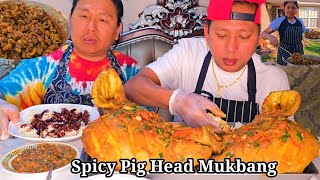 Spicy Pig Head With Dal Bhat Achar/ Jasna La Banako Karji Marji/bato Ma Hamro Car Bigryo 😢
