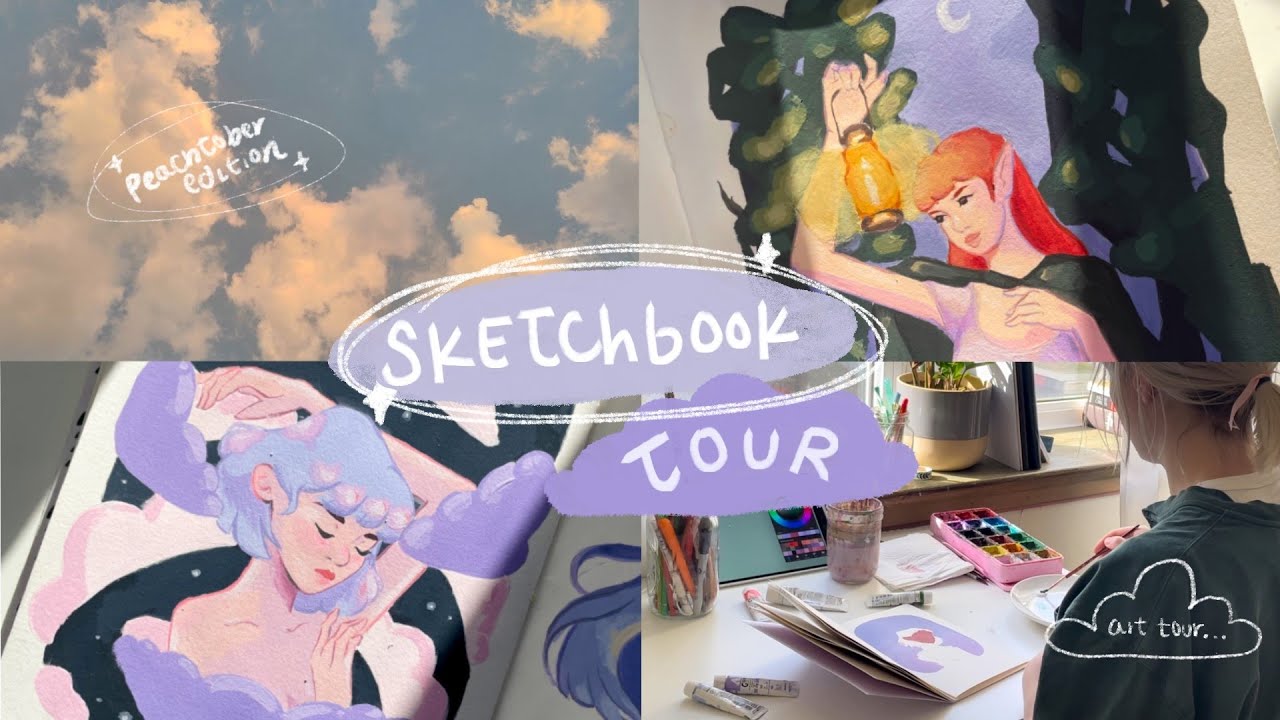 my first ever SKETCHBOOK TOUR creative process, book binding ...