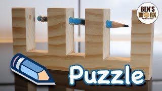 Pencil through wood trick - wooden puzzle