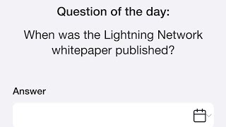 Time Farm Answer Today 15 November| When was the lightning Network Whitepaper Published?
