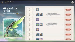Claiming All Rewards Wings of the Forest - Sumeru Reputation Award | Genshin Impact 3.5 screenshot 5