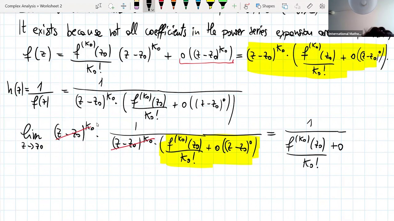 Complex Analysis II course - Correcting worksheet 2 exercise 6 - YouTube