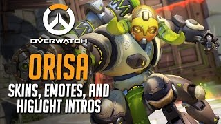 Overwatch - All Of Orisa's Skins, Emotes, And Highlight Intros