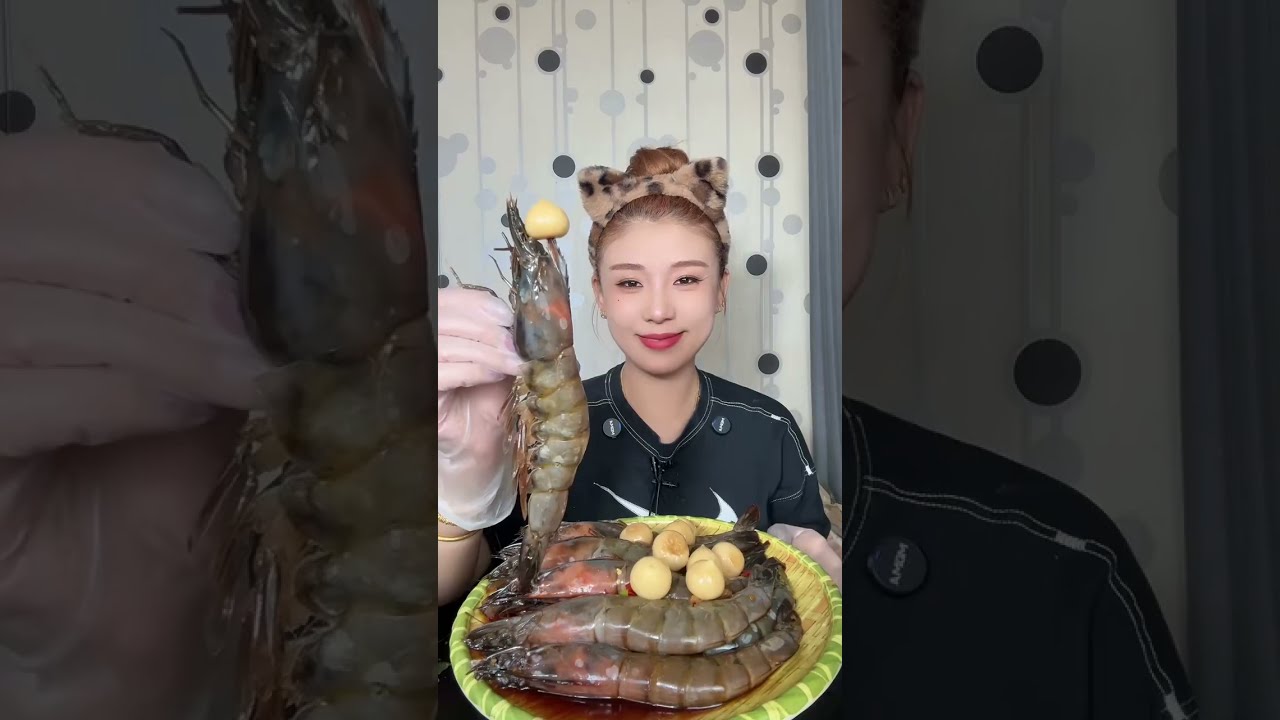 GIANT Mantis Shrimp Mukbang! Spicy Seafood Feast with Quail Eggs 🦐🔥 Cat Girl ASMR Eating Sounds