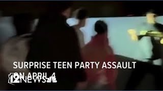 Surprise teen party assault caught on camera
