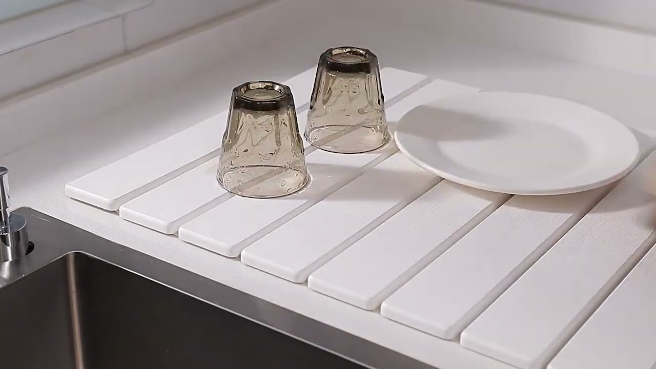 Diatomaceous Earth Tableware Drying Mat Foldable Dish Drainer Kitchen Bathroom Absorbent Mat