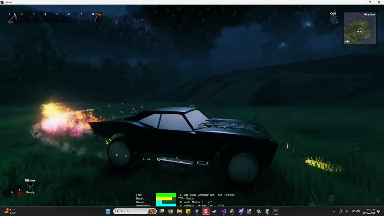Valheim mod test - Batmobile weapons system added