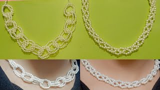 2 Unique & easy Pendant designs with White beads/ Beaded Necklace/ Handmade Beaded Jewellery😍