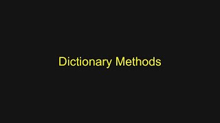 Python Tutorial - Dictionary Methods