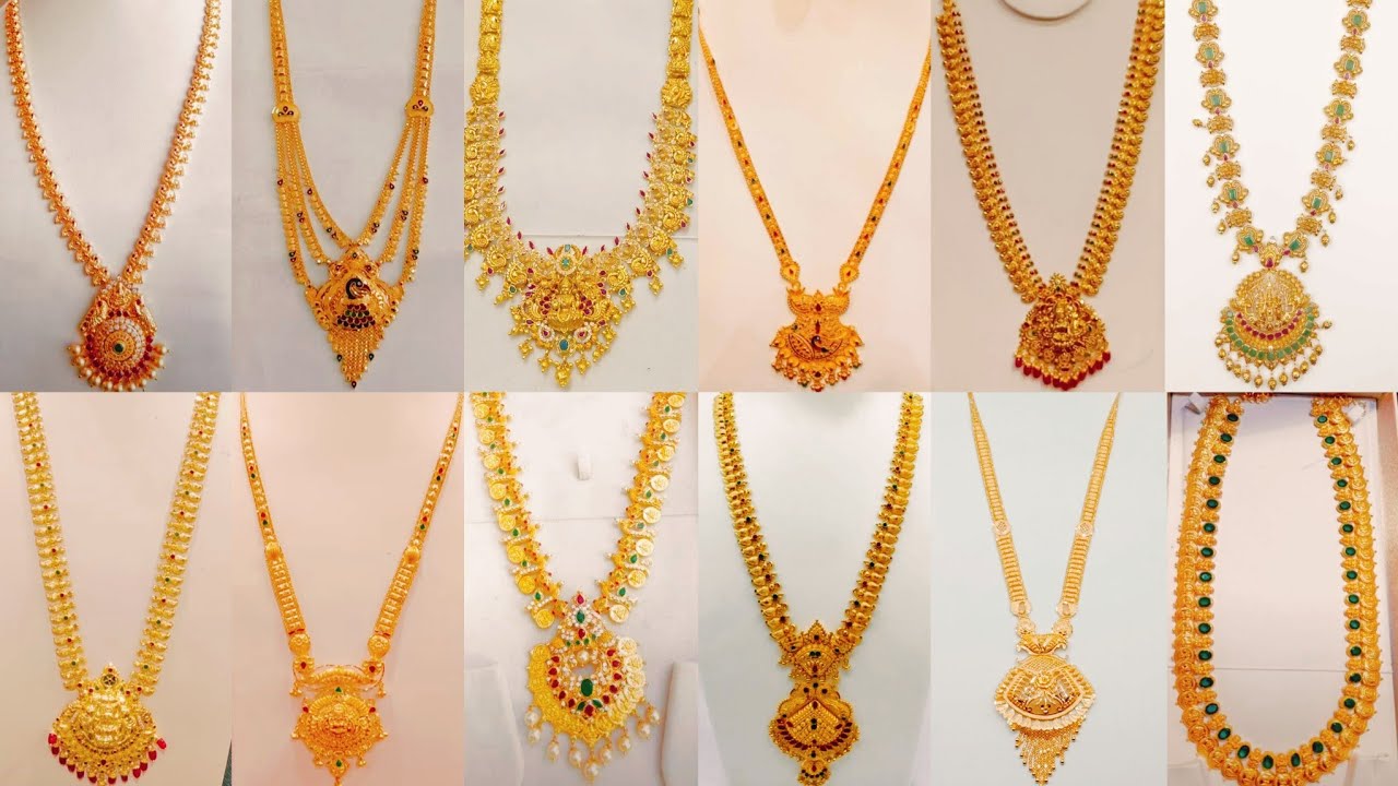 Lightweight gold haram wonderful designs with weight | latest gold long haram collections 2026 
